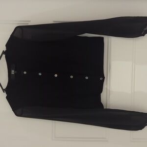 Black cardigan with long Sheer blouse sleeve and nacre Buttons size S